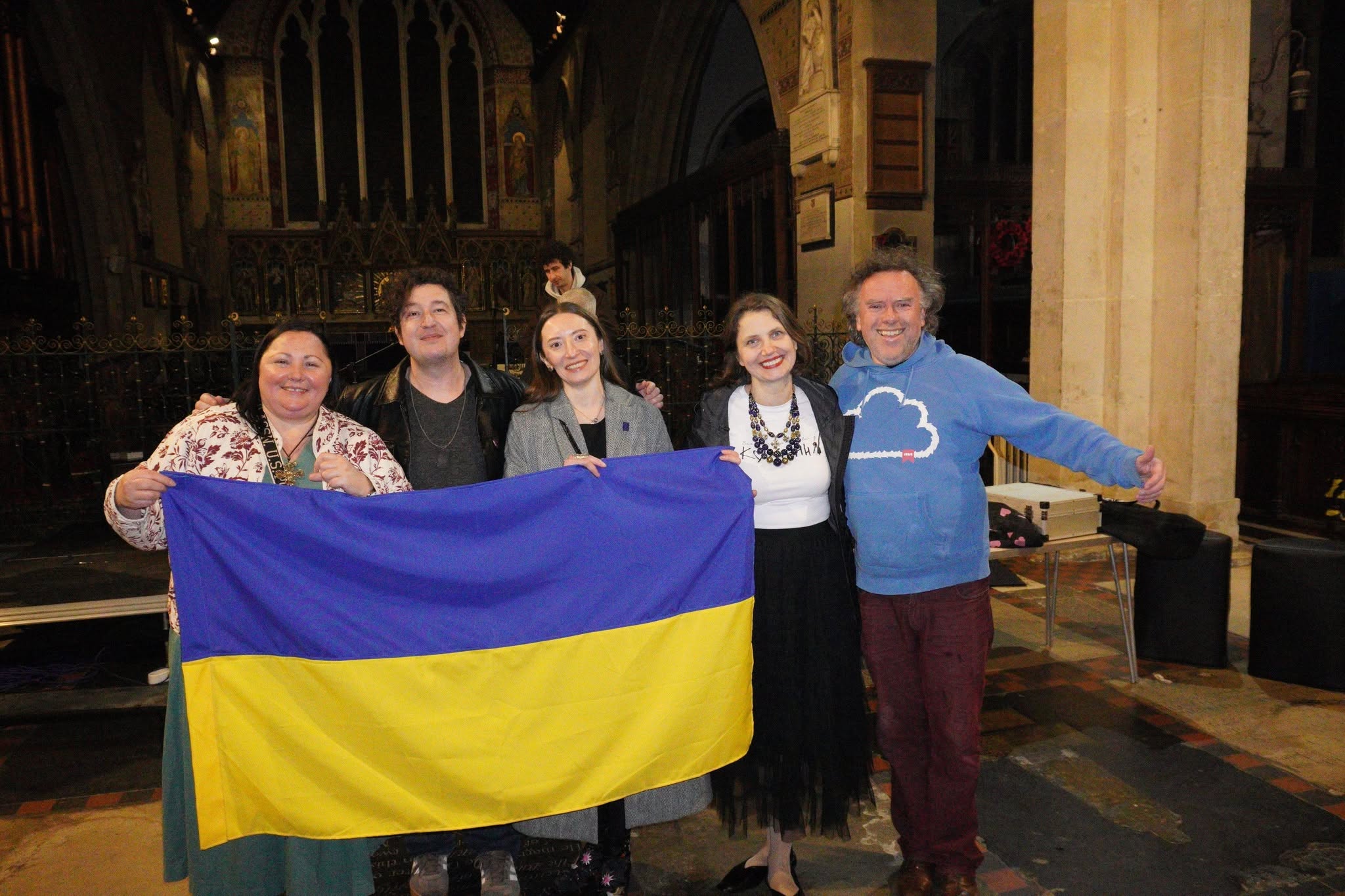 Team with Ukrainian flag